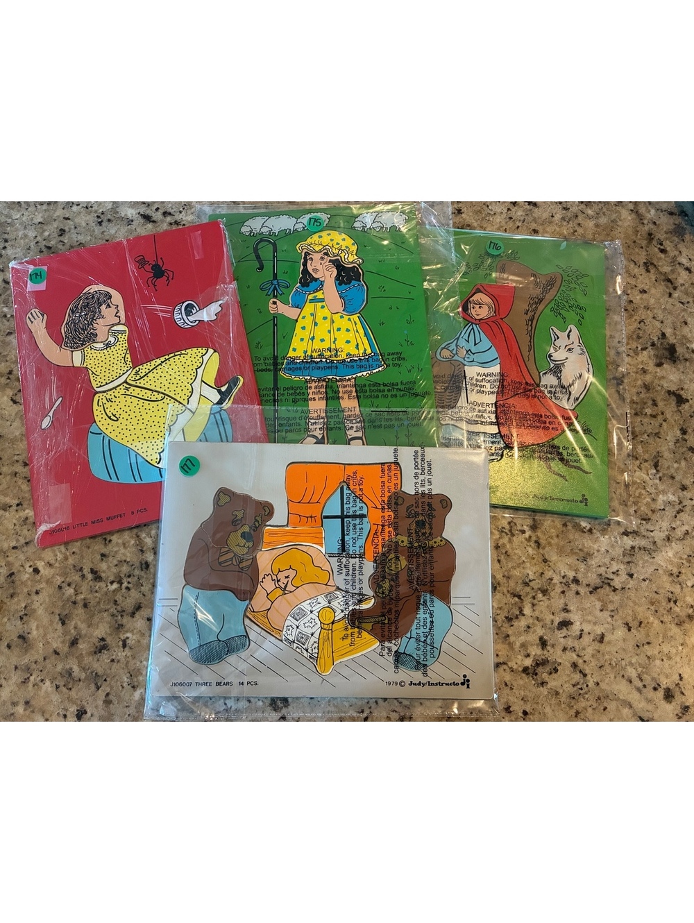 Vintage Judy Instructo Wooden Tray Puzzle Lot of 4 Fairy Tale Nursery Rhymes